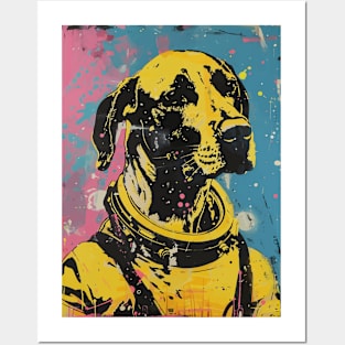 Vintage and vivid great dane dog astronaut portrait Posters and Art